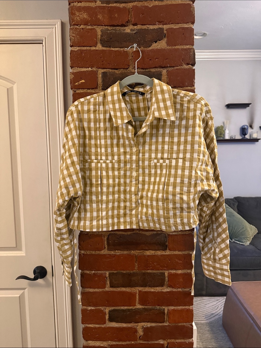 Zara Cropped Gingham Button Up